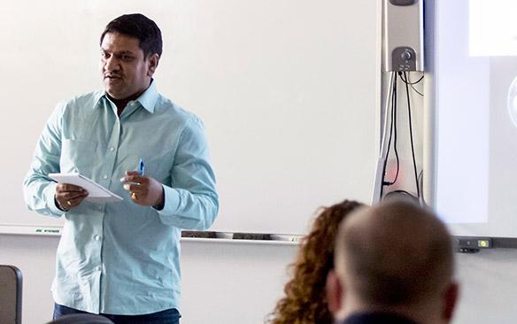 A speaker in front of class