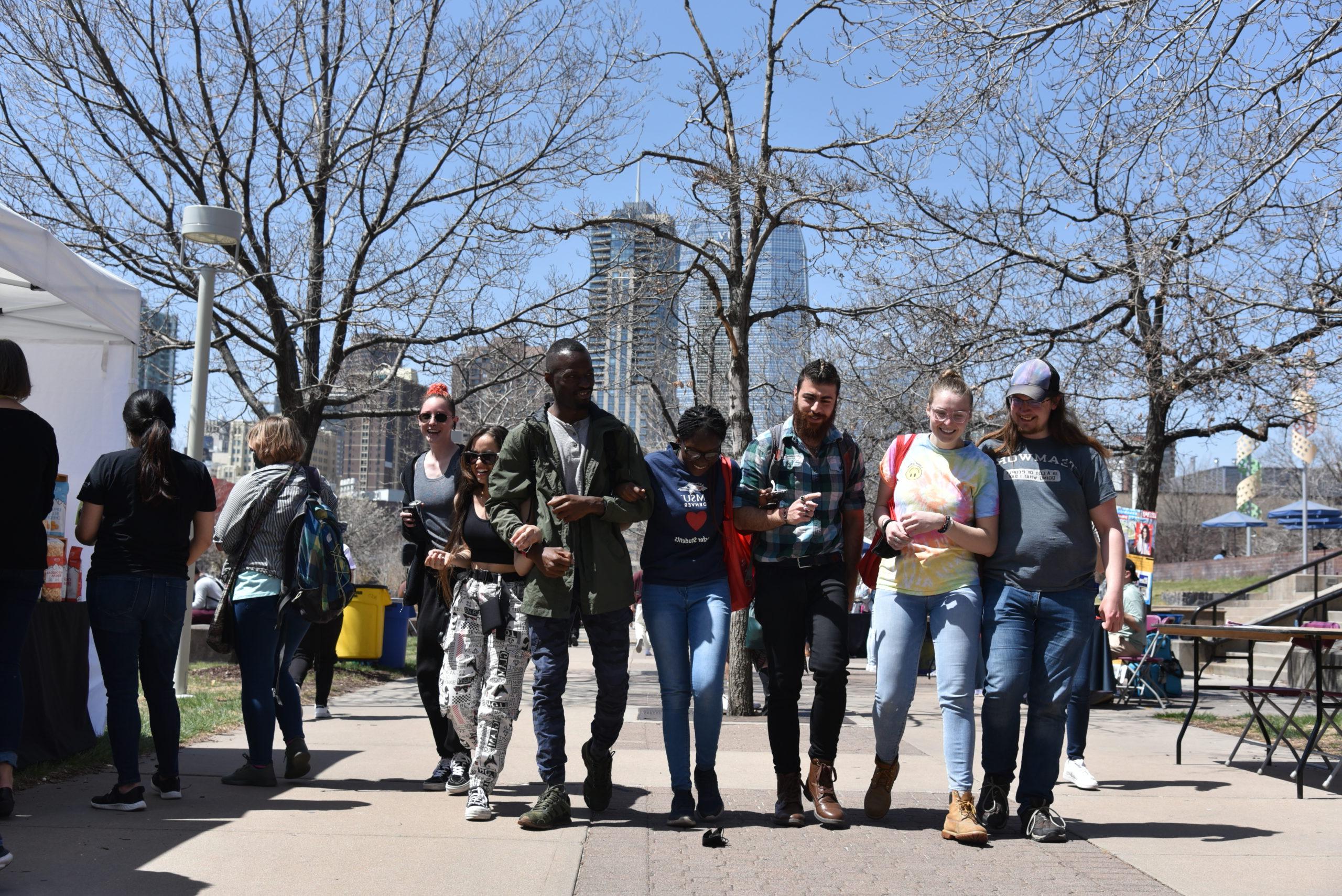 Students walking on campus