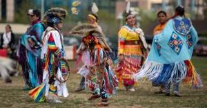 Native dancers on the Tivoli quad