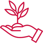 Hand holding a plant icon